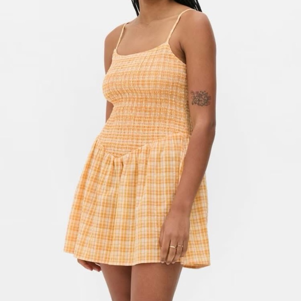 PRIMARK Orange Plaid Mini Dress
